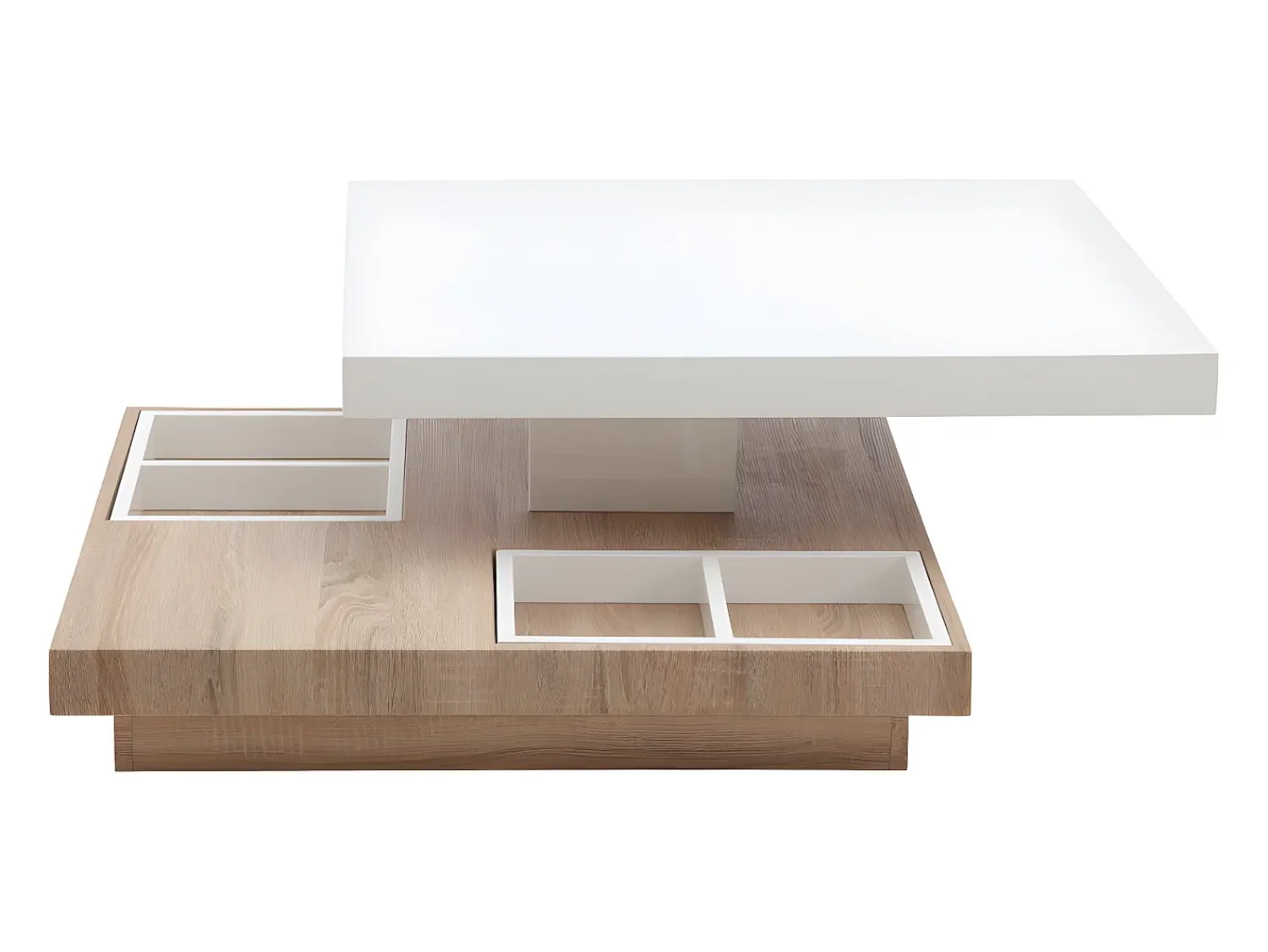 Mesa De Centro*Vente-unique Mesa de centro FAUSTO - Tampo giratório - MDF lacado bicolor Natural claro / Branco