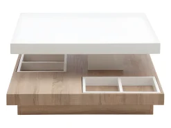 Mesa De Centro*Vente-unique Mesa de centro FAUSTO - Tampo giratório - MDF lacado bicolor Natural claro / Branco