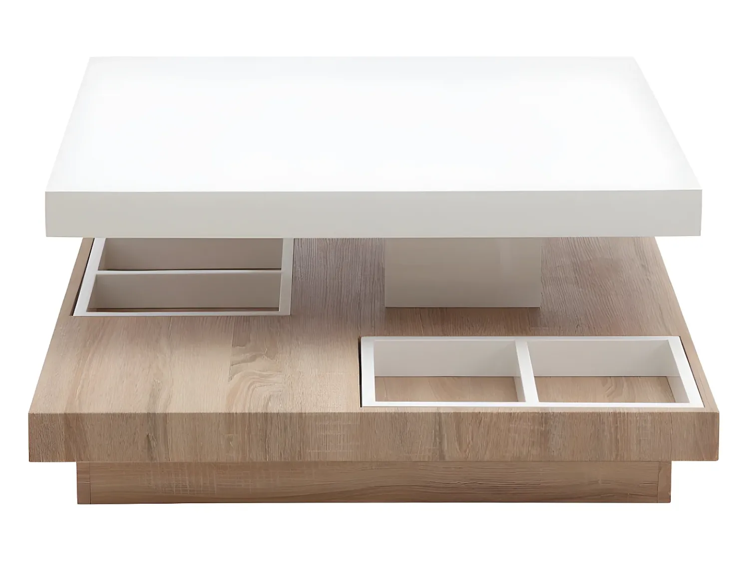 Mesa De Centro*Vente-unique Mesa de centro FAUSTO - Tampo giratório - MDF lacado bicolor Natural claro / Branco