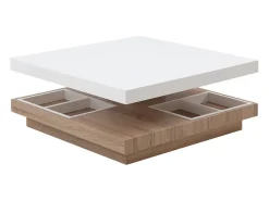 Mesa De Centro*Vente-unique Mesa de centro FAUSTO - Tampo giratório - MDF lacado bicolor Natural claro / Branco