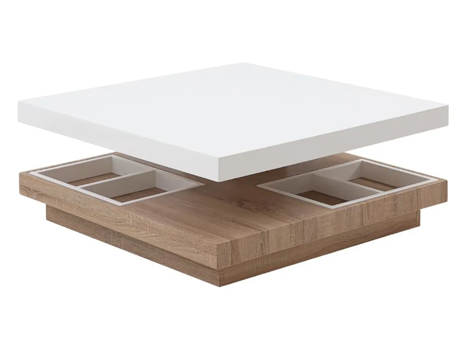 Mesa De Centro*Vente-unique Mesa de centro FAUSTO - Tampo giratório - MDF lacado bicolor Natural claro / Branco