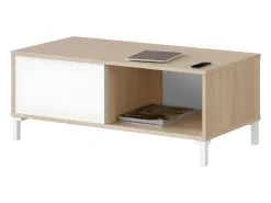 Mesa De Centro*Loungitude Mesa de centro fixa Brooklyn, carvalho canadense/branco Artik, 40x50x50 cm Natural claro / Branco