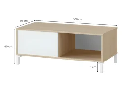 Mesa De Centro*Loungitude Mesa de centro fixa Brooklyn, carvalho canadense/branco Artik, 40x50x50 cm Natural claro / Branco