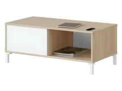 Mesa De Centro*Loungitude Mesa de centro fixa Brooklyn, carvalho canadense/branco Artik, 40x50x50 cm Natural claro / Branco