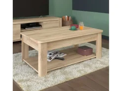 Mesa De Centro| Mesa de centro fixa City carvalho Kronberg 110x43x63 cm Moderna Castanho