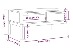 vidaxl Mesa de centro FLORO 99x55,5x45 cm madeira pinho maciça^ Mesa De Centro