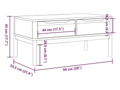 Mesa De Centro*vidaxl Mesa de centro FLORO 99x55,5x45 cm pinho maciço castanho mel Natural claro