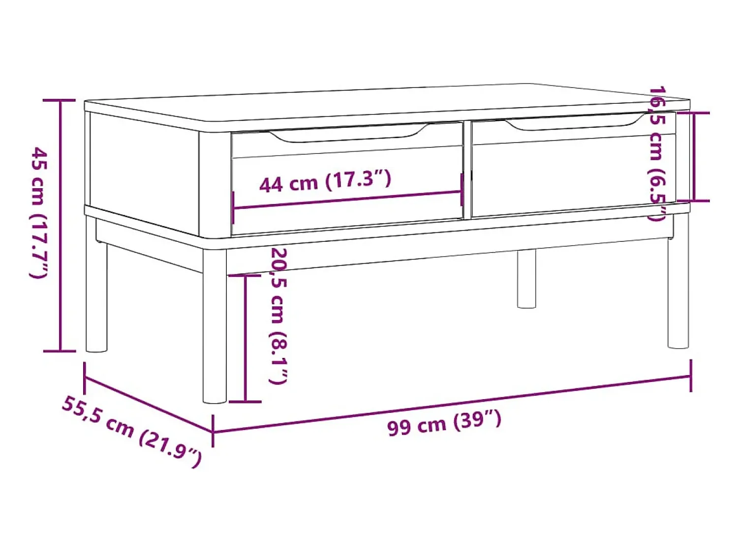 Mesa De Centro*vidaxl Mesa de centro FLORO 99x55,5x45 cm pinho maciço castanho mel Natural claro