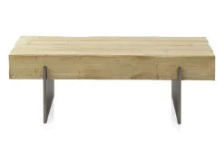 Mesa De Centro* Mesa de centro folheada a abeto com pés lacados a metal Castanho