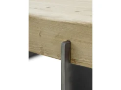Mesa De Centro* Mesa de centro folheada a abeto com pés lacados a metal Castanho