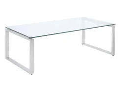 Vente-unique Mesa de centro FREYA com design exclusivo em vidro temperado e metal cromado.^ Mesa De Centro