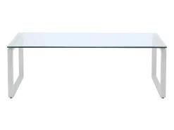 Vente-unique Mesa de centro FREYA com design exclusivo em vidro temperado e metal cromado.^ Mesa De Centro