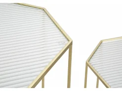 Mesa De Apoio*Dmora Mesa de centro George, Mesa de centro baixa, Porta-revistas para sofá, Estante de sala, , 50x46 h100 cm Dourado