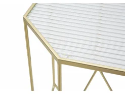 Mesa De Apoio*Dmora Mesa de centro George, Mesa de centro baixa, Porta-revistas para sofá, Estante de sala, , 50x46 h100 cm Dourado