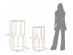 Mesa De Apoio*Dmora Mesa de centro George, Mesa de centro baixa, Porta-revistas para sofá, Estante de sala, , 50x46 h100 cm Dourado
