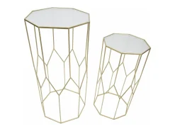 Mesa De Apoio*Dmora Mesa de centro George, Mesa de centro baixa, Porta-revistas para sofá, Estante de sala, , 50x46 h100 cm Dourado