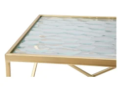 Dmora Mesa de centro George, Mesa de centro baixa, Porta-revistas para sofá, Estante de sala, Ouro, 32x32 h68 cm Dourado