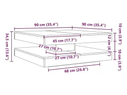 vidaxl Mesa de centro giratória 360 graus carvalho 90x90x34,5 cm^ Mesa De Centro