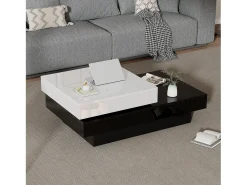 Mesa De Centro|Merax Mesa de centro giratória - 103 x 60 x 35,5 - mesa de centro dupla camada - aglomerado - Preto