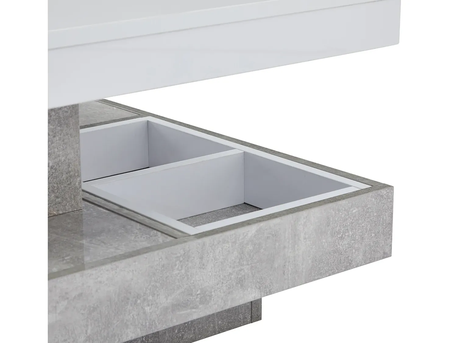 Mesa De Centro|Hauss Spole Mesa de centro giratória branca com espaço de arrumação, tampo lacado brilhante com efeito mármore. Branco