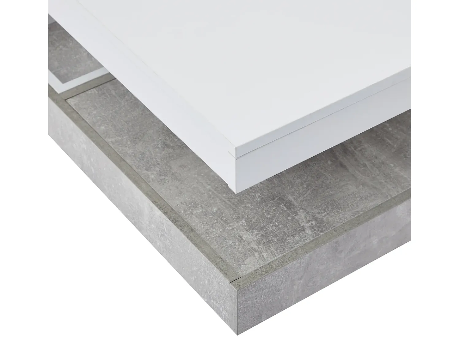 Mesa De Centro|Hauss Spole Mesa de centro giratória branca com espaço de arrumação, tampo lacado brilhante com efeito mármore. Branco