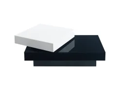 Mesa De Centro|Hauss Spole Mesa de centro giratória com 2 prateleiras abertas, branca e preta, superfície lacada Branco