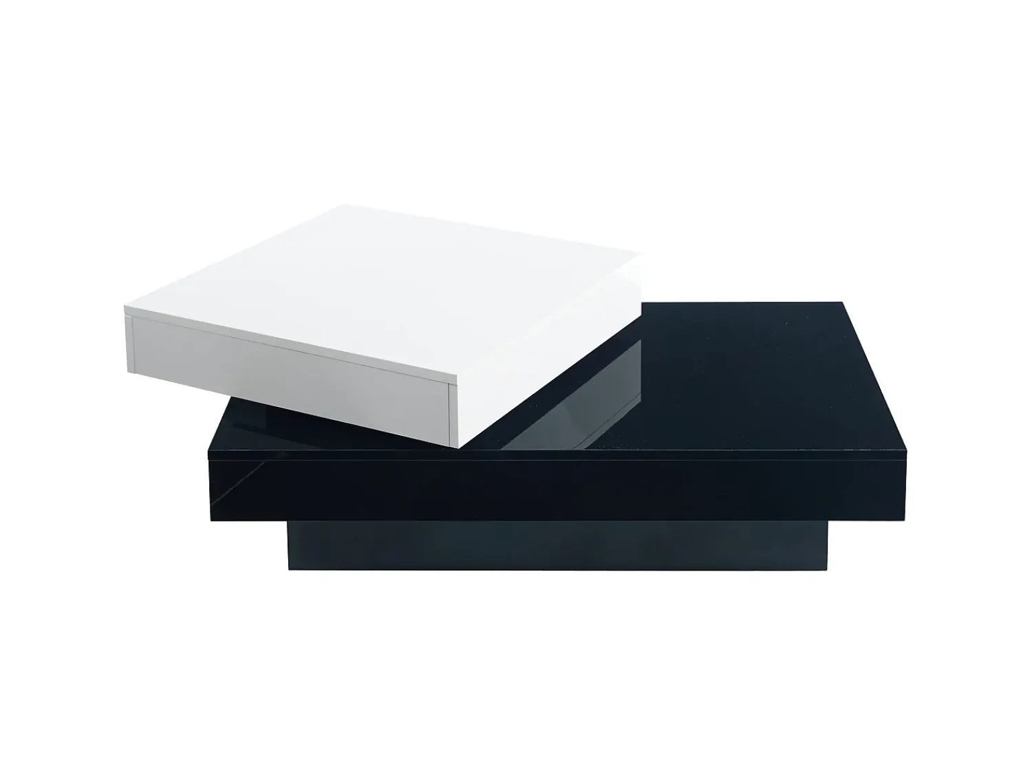 Mesa De Centro|Hauss Spole Mesa de centro giratória com 2 prateleiras abertas, branca e preta, superfície lacada Branco