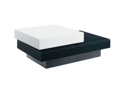 Mesa De Centro|Hauss Spole Mesa de centro giratória com 2 prateleiras abertas, branca e preta, superfície lacada Branco