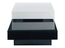 Mesa De Centro|Hauss Spole Mesa de centro giratória com 2 prateleiras abertas, branca e preta, superfície lacada Branco