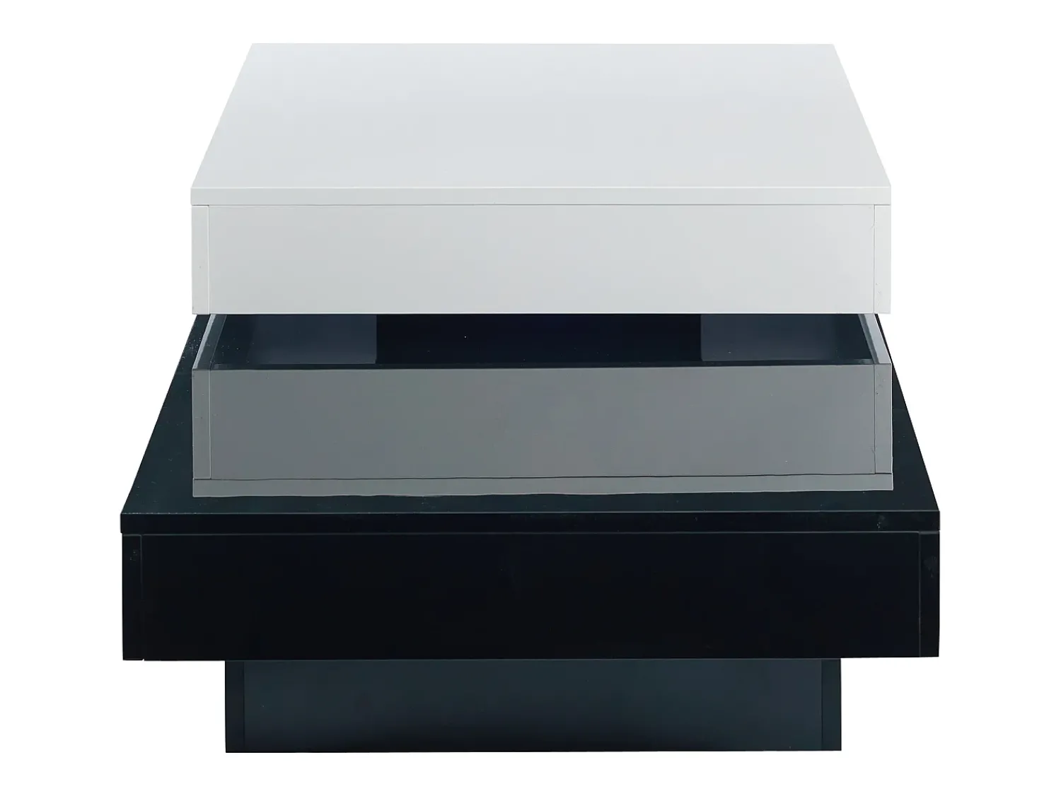Mesa De Centro|Hauss Spole Mesa de centro giratória com 2 prateleiras abertas, branca e preta, superfície lacada Branco