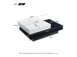 Mesa De Centro|Hauss Spole Mesa de centro giratória com 2 prateleiras abertas, branca e preta, superfície lacada Branco