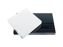 Mesa De Centro|Hauss Spole Mesa de centro giratória com 2 prateleiras abertas, branca e preta, superfície lacada Branco