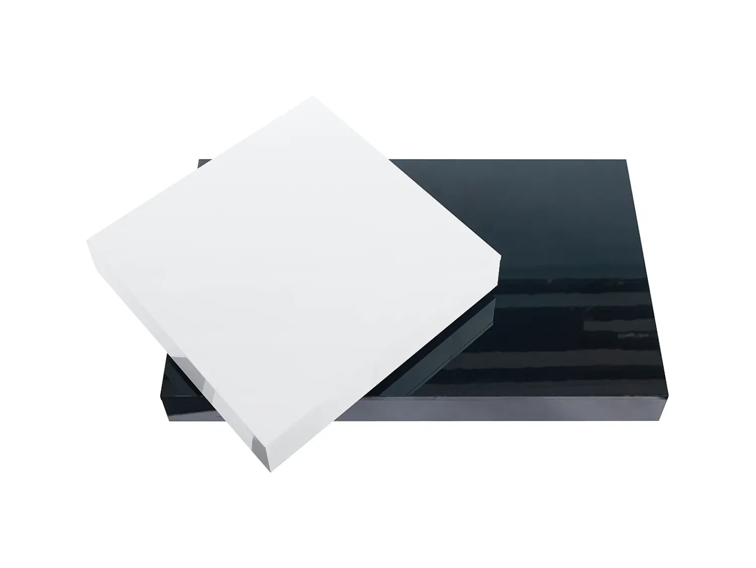 Mesa De Centro|Hauss Spole Mesa de centro giratória com 2 prateleiras abertas, branca e preta, superfície lacada Branco