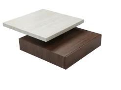 Mesa De Centro*Vente-unique Mesa de centro giratória com 1 gaveta em MDF - Efeito travertino e Natural escuro - KYRIA Natural escuro / Bege