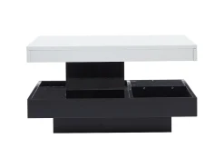 Mesa De Centro|Hauss Spole Mesa de centro giratória com espaço de arrumação, tampo lacado brilhante - e preto Branco