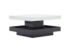 Mesa De Centro|Hauss Spole Mesa de centro giratória com espaço de arrumação, tampo lacado brilhante - e preto Branco