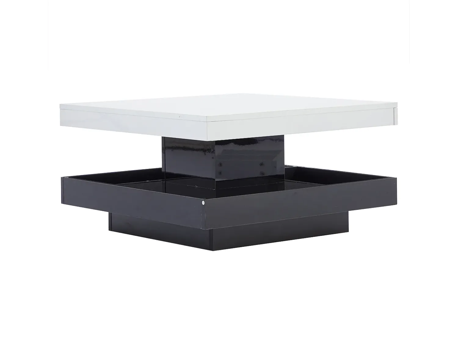 Mesa De Centro|Hauss Spole Mesa de centro giratória com espaço de arrumação, tampo lacado brilhante - e preto Branco