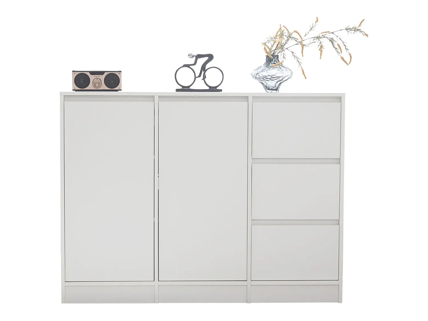 Outlet Hauss Spole Mesa de centro giratória com 2 gavetas, branca + nogueira, 60x60x38 cm Branco