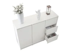 Outlet Hauss Spole Mesa de centro giratória com 2 gavetas, branca + nogueira, 60x60x38 cm Branco
