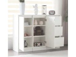 Outlet Hauss Spole Mesa de centro giratória com 2 gavetas, branca + nogueira, 60x60x38 cm Branco