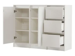 Outlet Hauss Spole Mesa de centro giratória com 2 gavetas, branca + nogueira, 60x60x38 cm Branco