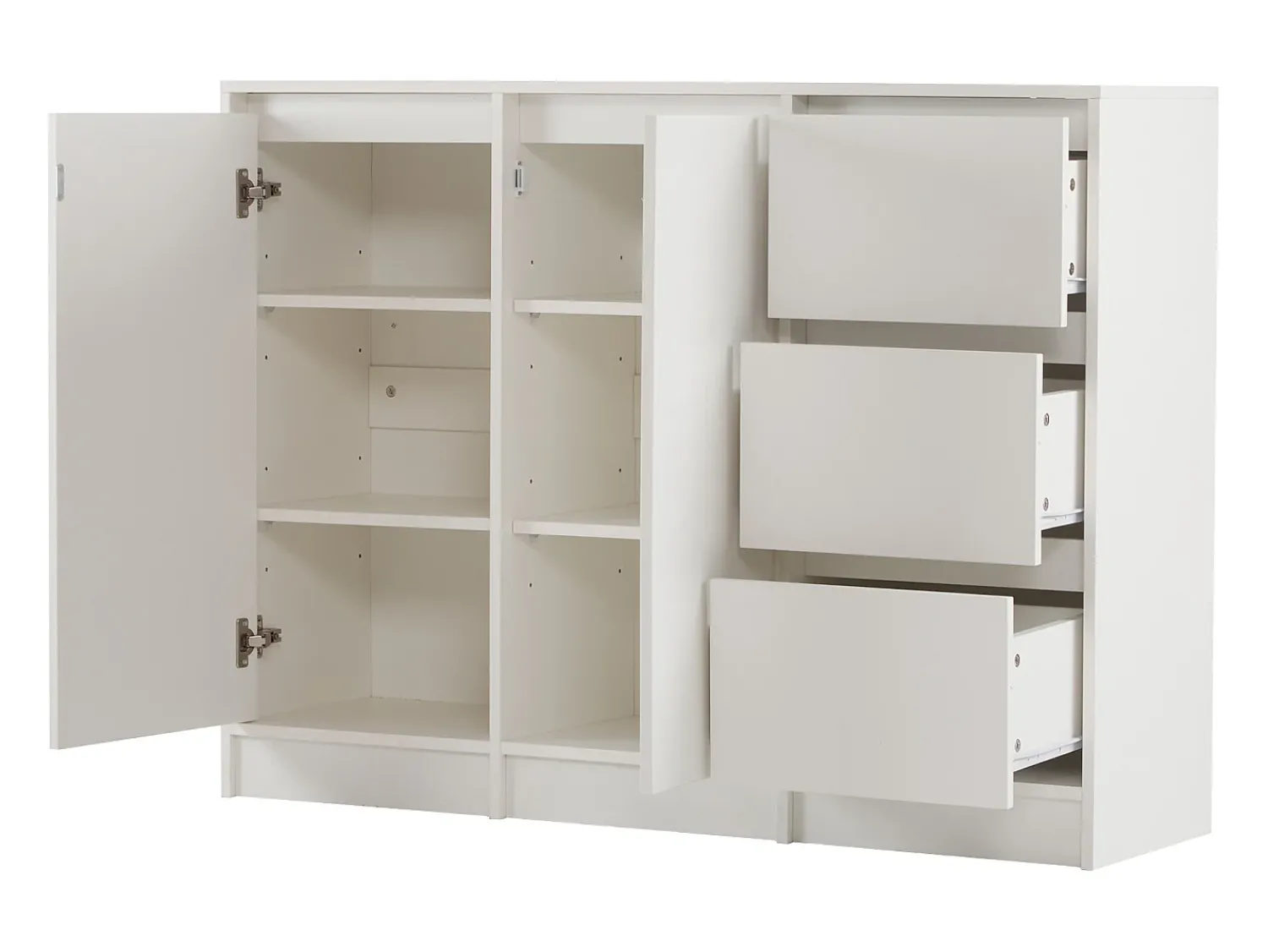 Outlet Hauss Spole Mesa de centro giratória com 2 gavetas, branca + nogueira, 60x60x38 cm Branco