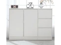 Outlet Hauss Spole Mesa de centro giratória com 2 gavetas, branca + nogueira, 60x60x38 cm Branco