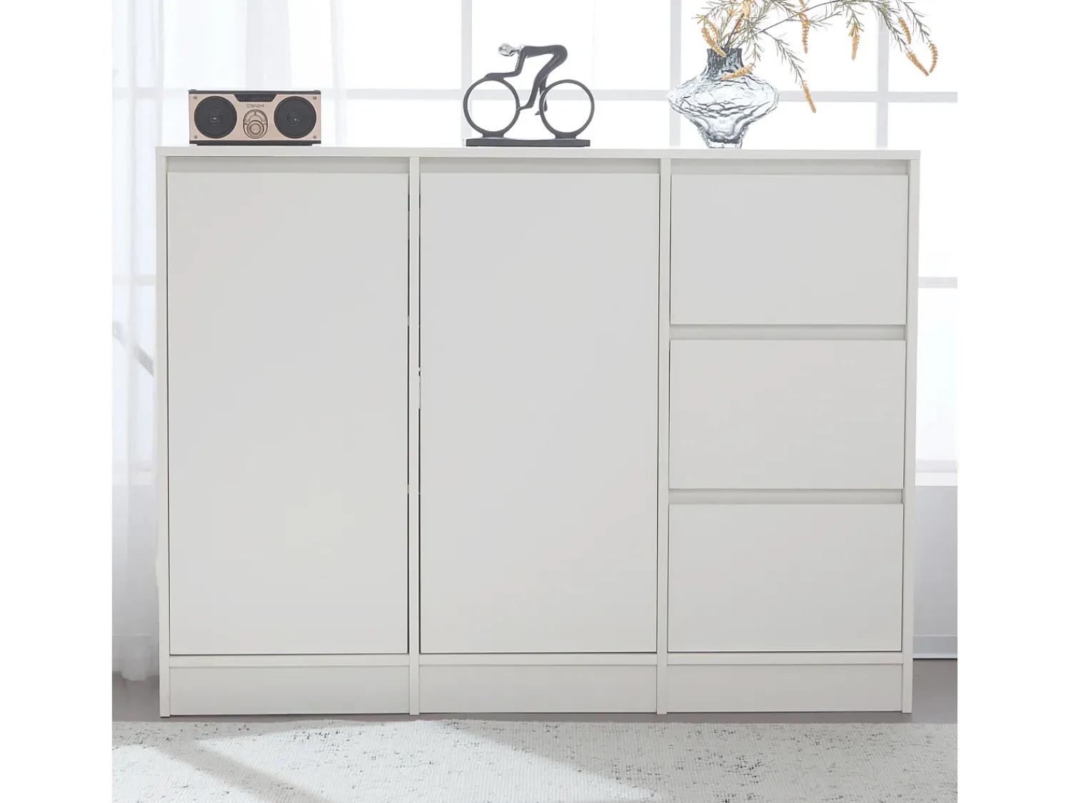 Outlet Hauss Spole Mesa de centro giratória com 2 gavetas, branca + nogueira, 60x60x38 cm Branco