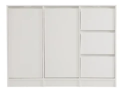 Outlet Hauss Spole Mesa de centro giratória com 2 gavetas, branca + nogueira, 60x60x38 cm Branco