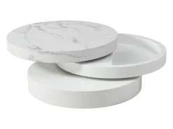 Mesa De Centro*Vente-unique Mesa de centro giratória redonda com 1 nicho MDF efeito mármore - JANITA Branco