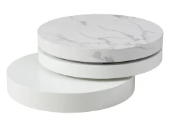 Mesa De Centro*Vente-unique Mesa de centro giratória redonda com 1 nicho MDF efeito mármore - JANITA Branco