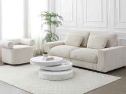 Mesa De Centro*Vente-unique Mesa de centro giratória redonda com 1 nicho MDF efeito mármore - JANITA Branco