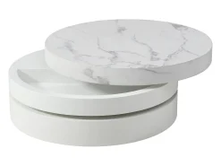 Mesa De Centro*Vente-unique Mesa de centro giratória redonda com 1 nicho MDF efeito mármore - JANITA Branco