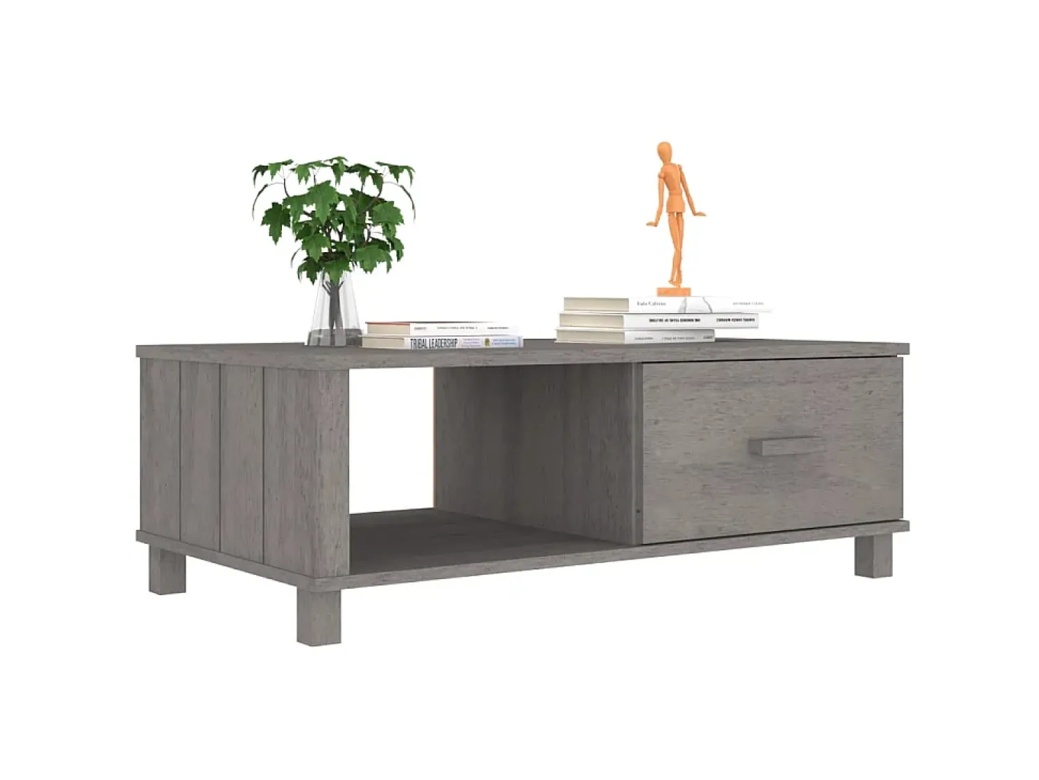 Mesa De Centro| Mesa de centro HAMAR 100x55x35 cm pinho maciço cinza-claro PT939631 Cinzento